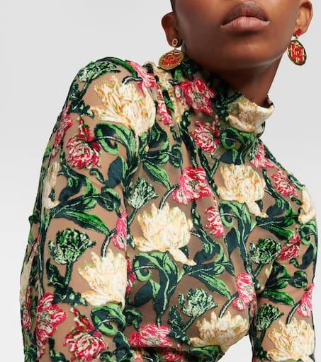 Rabanne Floral crepe turtleneck top 4