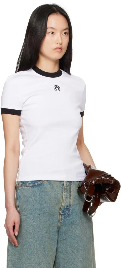 MARINE SERRE White Moon Logo Jersey Fitted T-Shirt 2