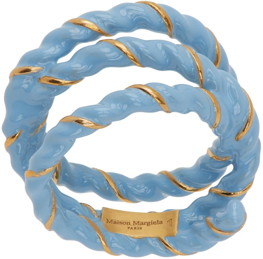 MAISON MARGIELA Gold & Blue Twisted Wire Ring 1