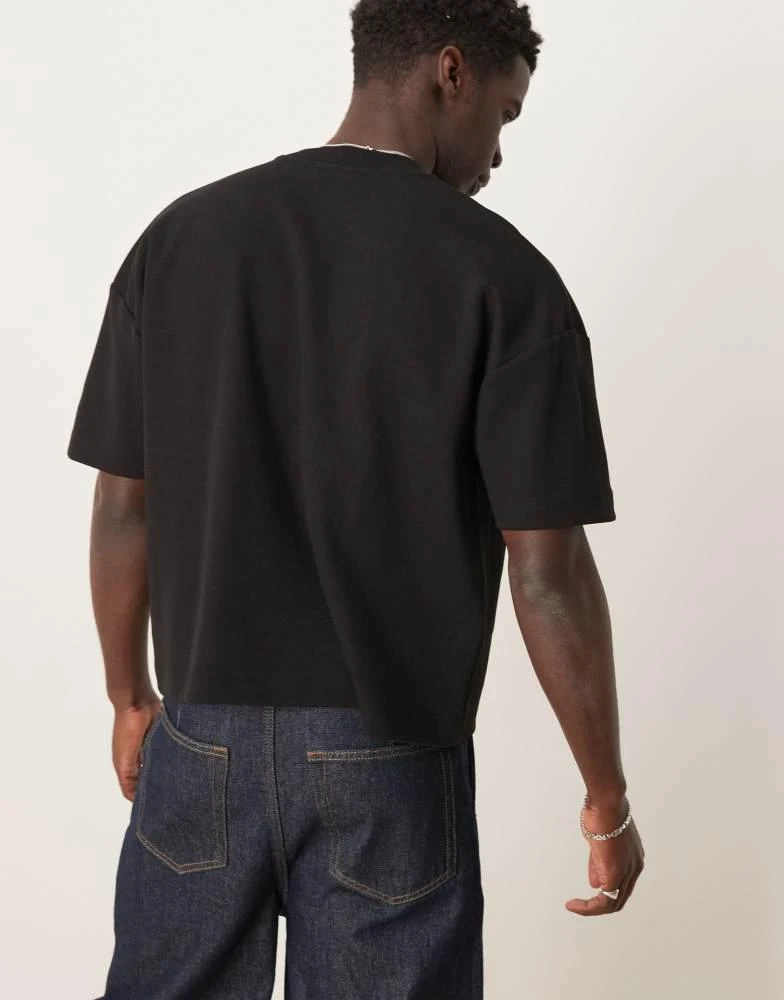 ASOS ASOS DESIGN premium interlock oversized boxy drop shoulder t-shirt in black 4