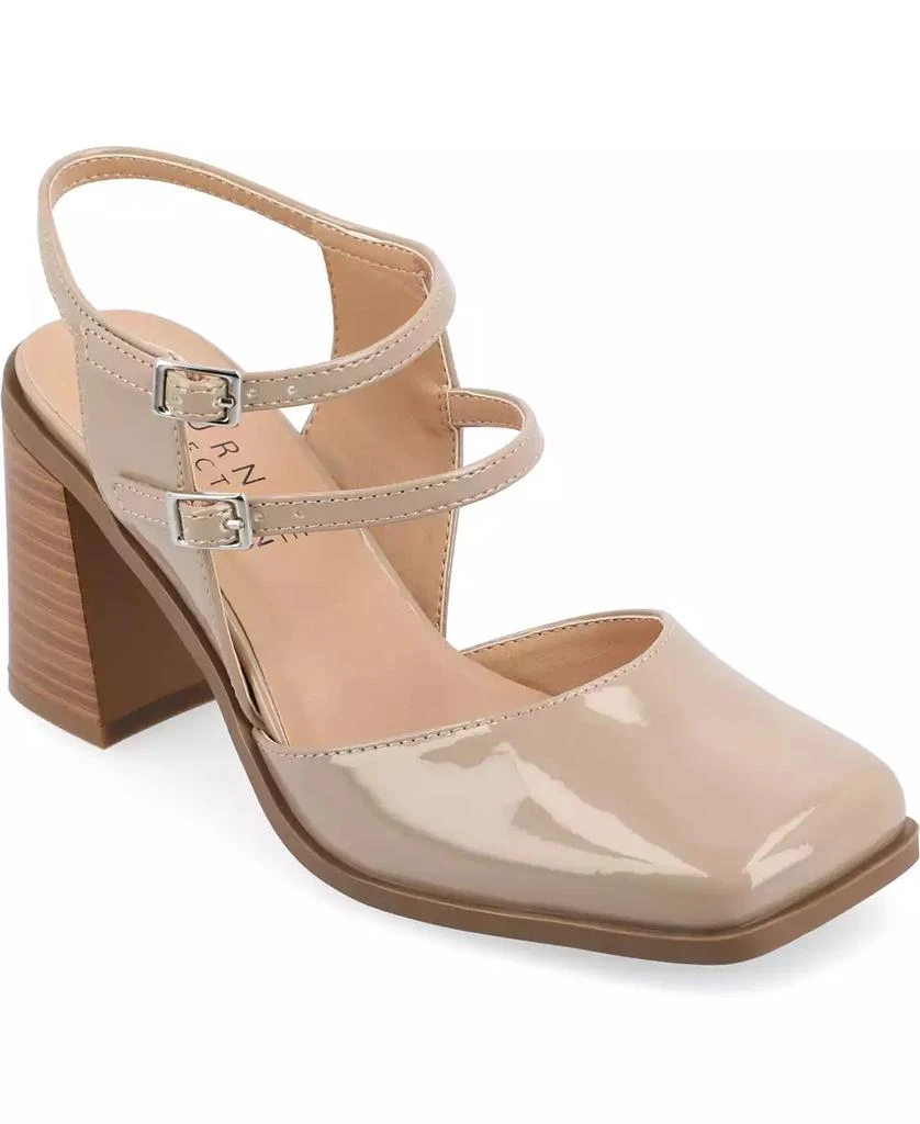 Journee Collection Women's Caisey Double Strap Square Toe Block Heel Pumps 7