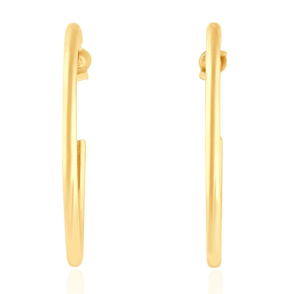 Pompeii3 14k Yellow Gold 2mm Designer Hoops Women's Earrings 1 3/4" Tall 1.60grams