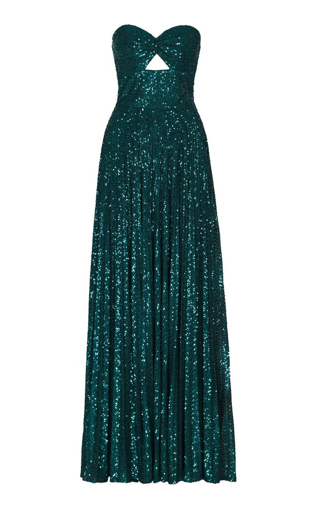 Andres Otalora Andres Otalora - Habaneras Sequined Maxi Dress - Green - US 2 - Moda Operandi