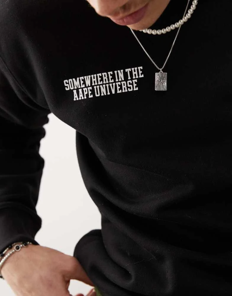 AAPE Aape By A Bathing Ape logo basic sweatshirt with camo backprint in black 3