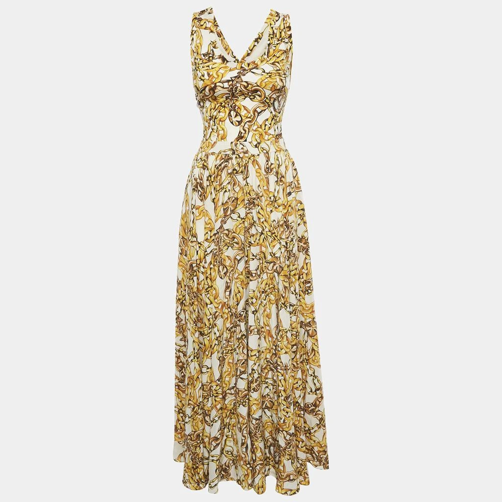 Louis Vuitton Louis Vuitton Yellow Chain Print Silk Blend Sleeveless Maxi Dress S 1