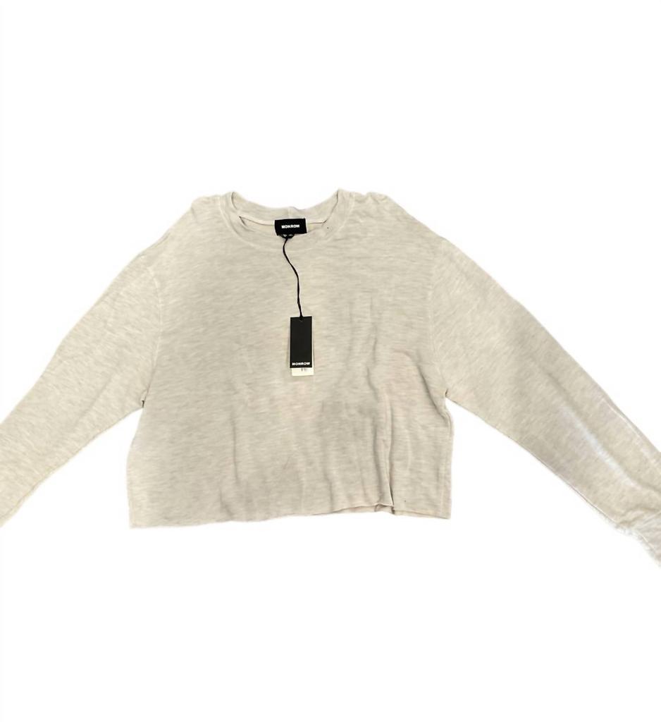Monrow Girls Long Sleeve Sweater In Sand
