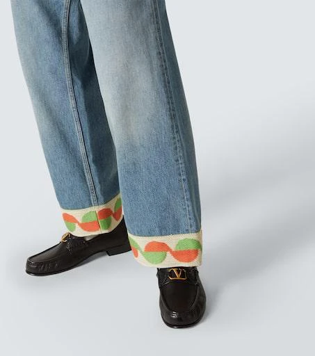 Valentino Jacquard-trimmed wide-leg jeans 6
