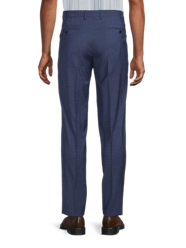 Zanella Tailored Fit Checked Wool Dress Pants