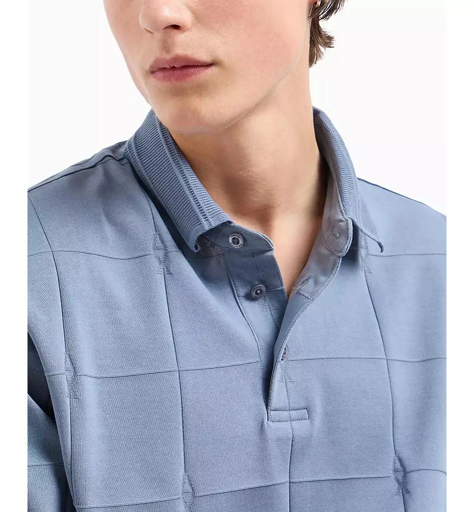 Armani Exchange Men's Short Sleeve Large Grid Pattern Polo Shirt 3