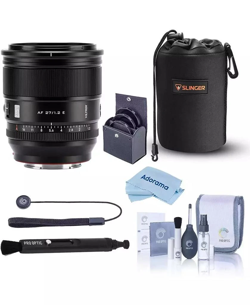 Viltrox AF 27mm f/1.2 Pro Lens for Sony E, Bundle with 67mm Filter Kit, Lens Pouch, Pen Lens Cleaner, Lens Cap Tether