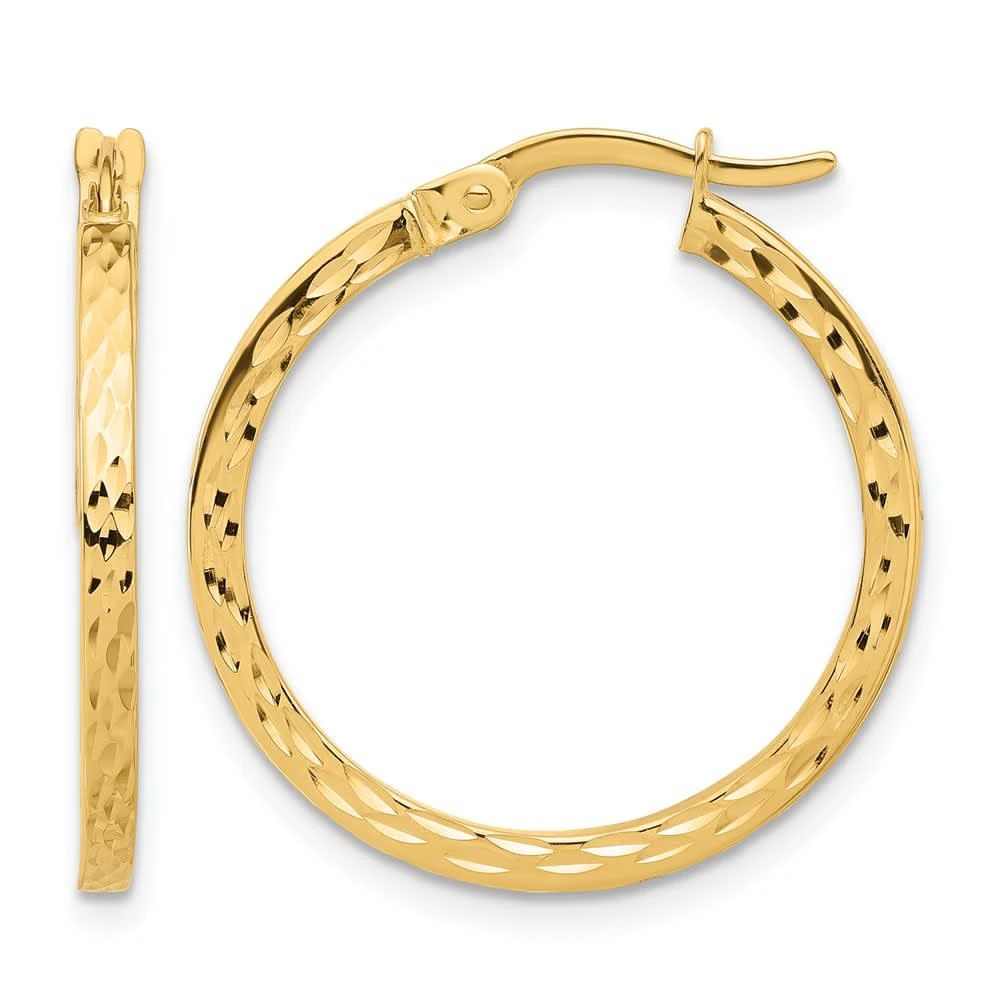 Diamond2Deal 14K Yellow Gold Round Diamond-cut Hoop Earrings 24 mm