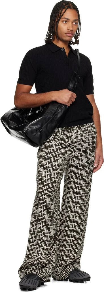 Balmain Black Track Zip Shiny Calfskin Tote 4