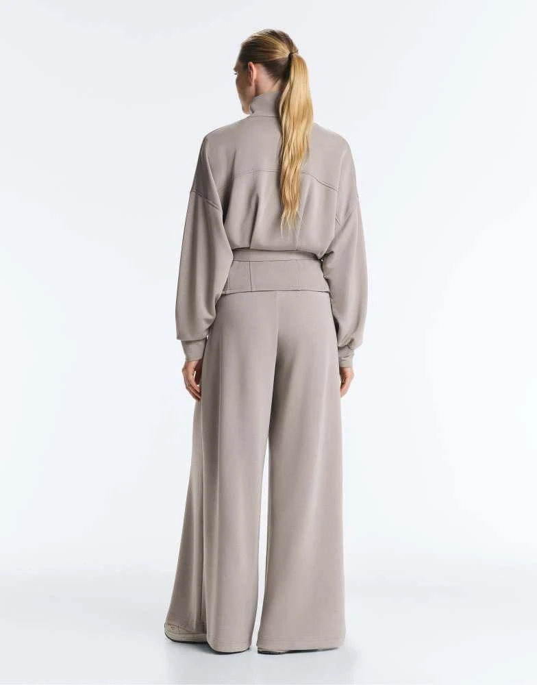 OYSHO OYSHO Soft-touch modal jacket with corset belt in pale taupe 3