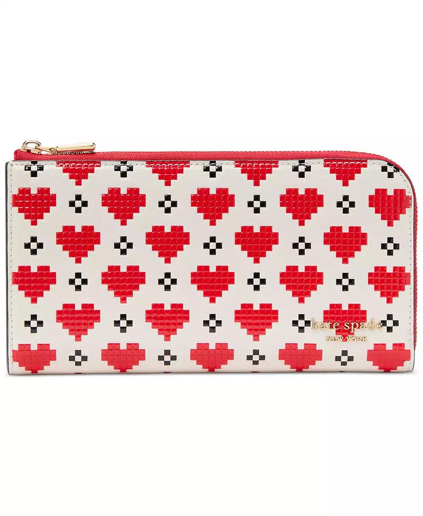 Kate Spade Devin Pixel Hearts Embossed Saffiano Leather Zip-Around Continental Wallet