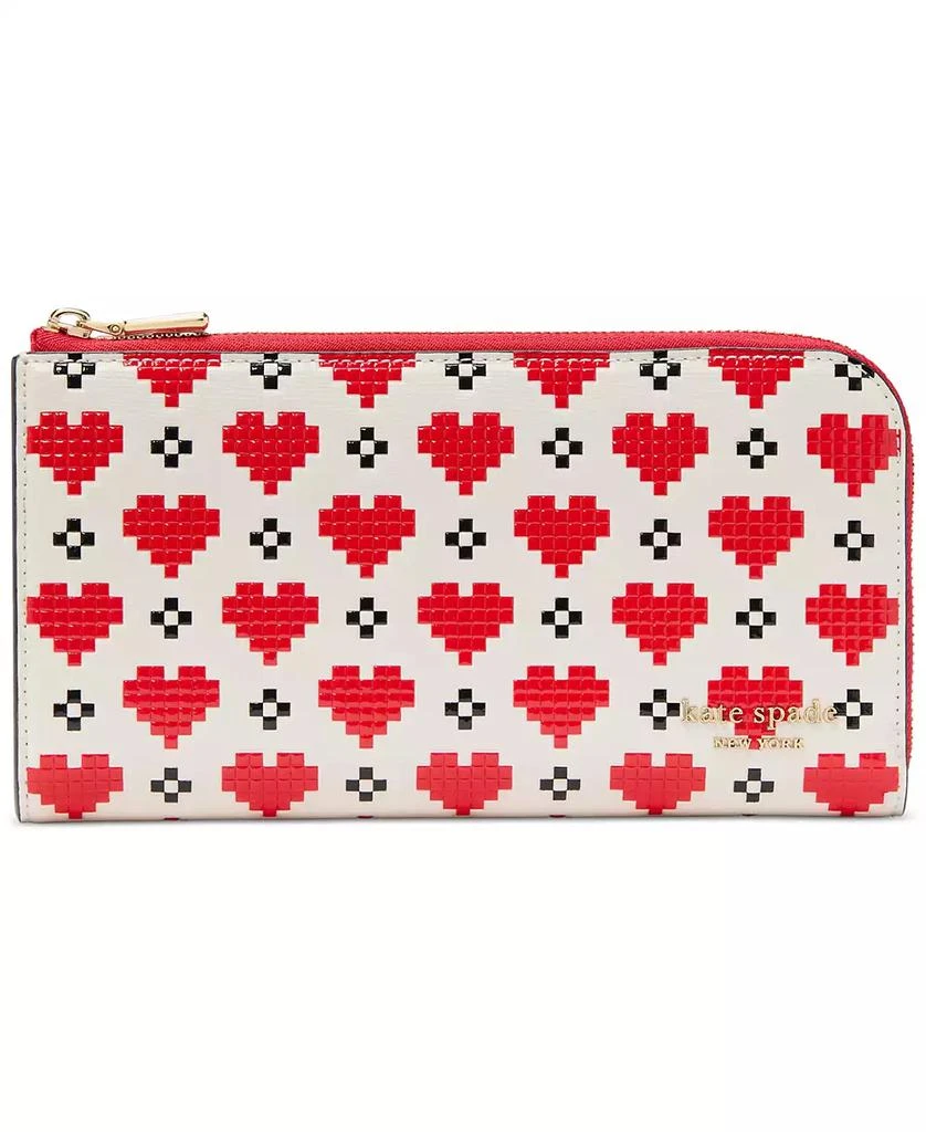 kate spade new york Devin Pixel Hearts Embossed Saffiano Leather Zip-Around Continental Wallet 1