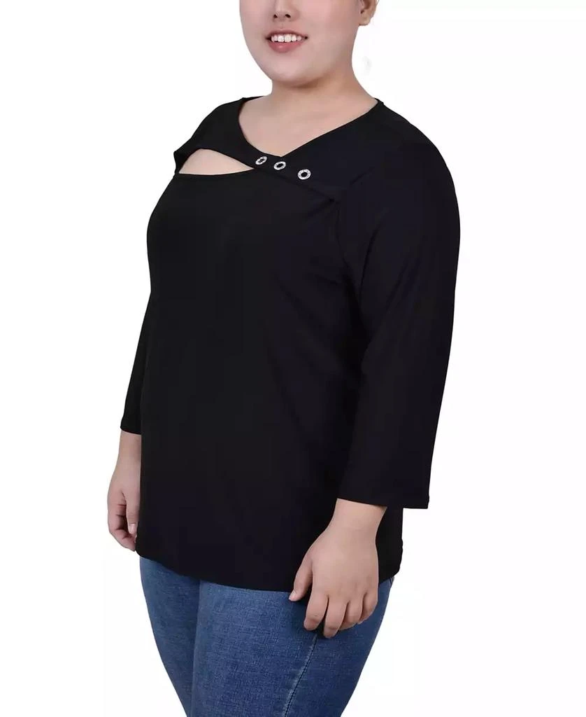 NY Collection Plus Size 3/4 Sleeve Cutout Top 3