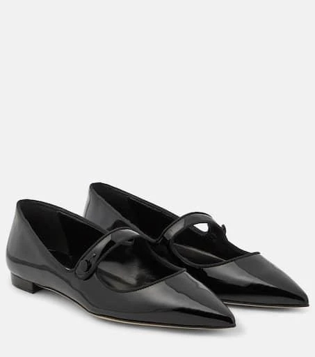 Manolo Blahnik Campari patent leather Mary Jane flats 1