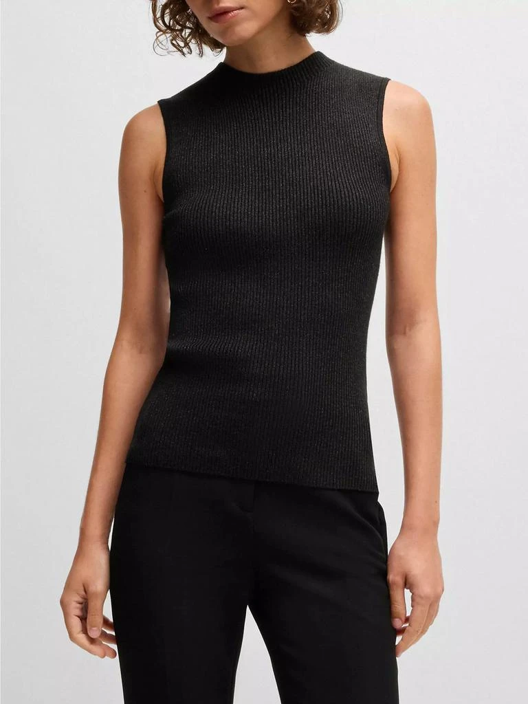 Hugo Boss Sleeveless Ribbed Top with Sparkle Effect 3