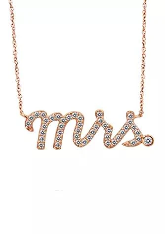 J
admire Rose Gold Plated Sterling Silver 3/4 ct. t.w. Swarovski® Cubic Zirconia  Pavé "Mrs." Pendant Necklace, 16 in + 2 in Extender