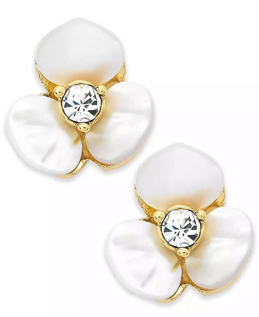 Kate Spade Earrings, Gold-Tone Cream Disco Pansy Flower Stud Earrings