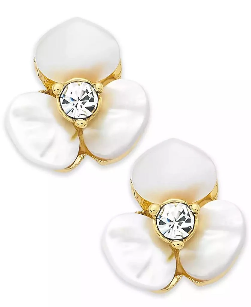 Kate Spade Earrings, Gold-Tone Cream Disco Pansy Flower Stud Earrings 1