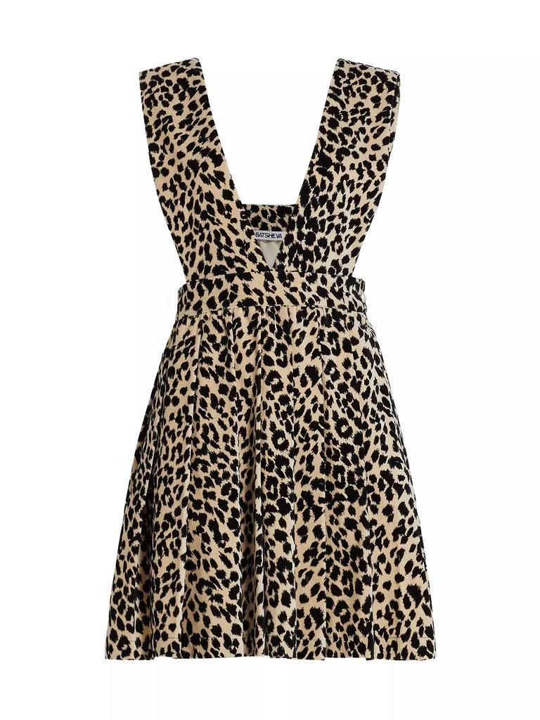 Batsheva Pleated Leopard Apron Dress 1