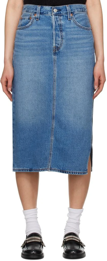 Levi's Blue Side Slit Denim Midi Skirt 1