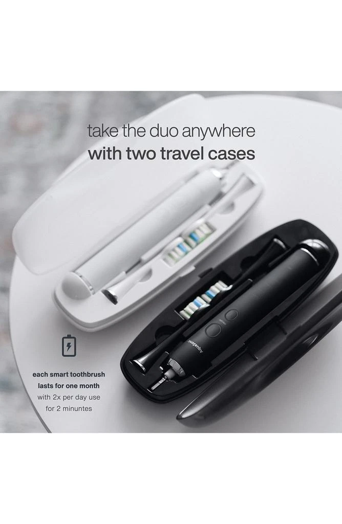 AquaSonic Duo PRO - Dual Handle Whitening Smart Toothbrushes with UV Sanitizing Base & 10 DuPont Brush Heads & 2 Travel Cases 6