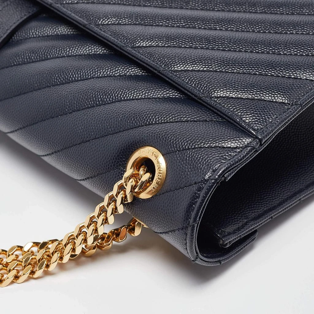 Yves Saint Laurent Saint Laurent Navy Blue Matelassé Leather Large Monogram Shoulder Bag 5