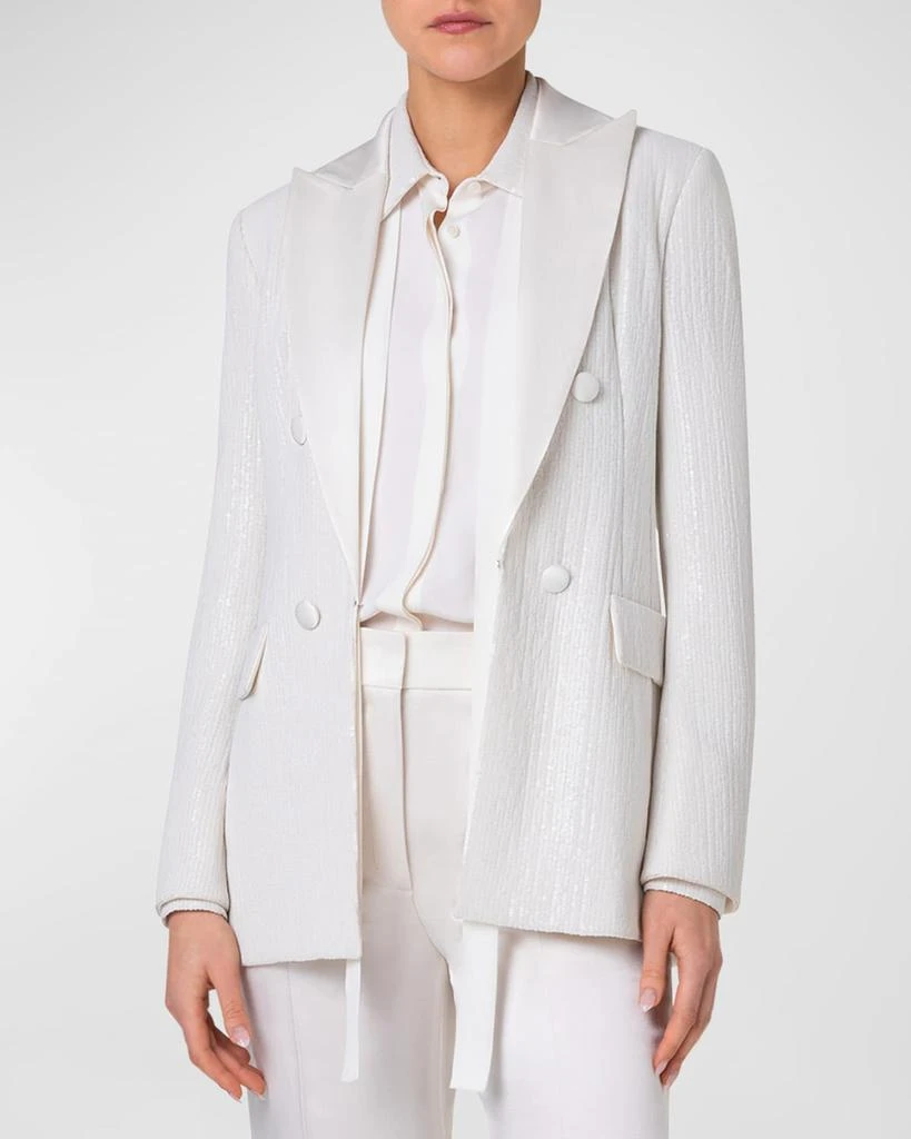 Akris Lucia Silk Chiffon Sequin Tuxedo Jacket 4