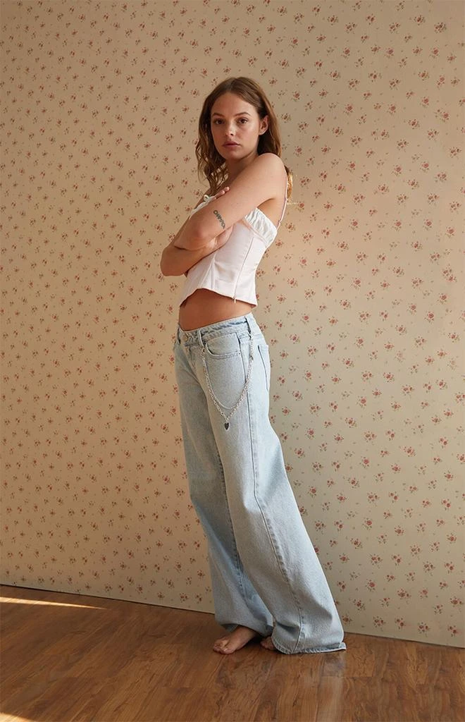 PacSun Eco Light Indigo Chain Low Rise Wide Leg Jeans 2