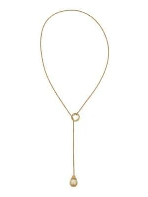 BELPEARL Oceana 18K Goldplated Sterling Silver & 11MM Cultured South Sea Pearl Lariat Necklace 1