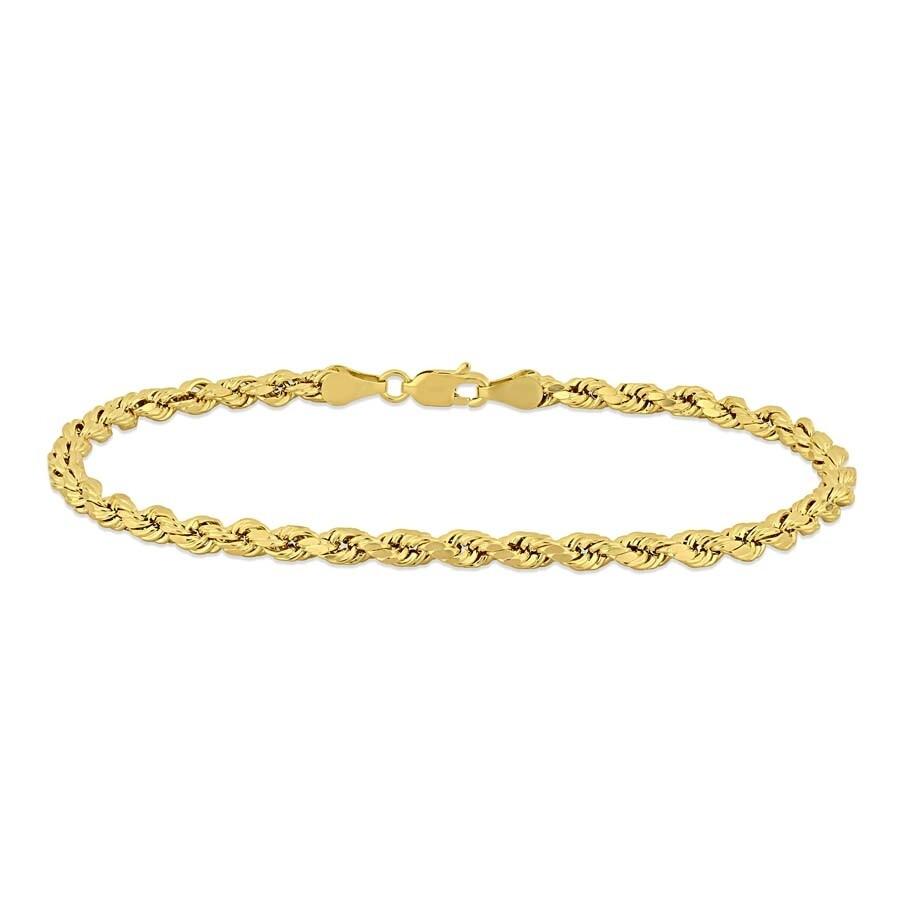 Amour Men
s Rope Chain Bracelet In 10K Yellow Gold (4 Mm/9 Inch)