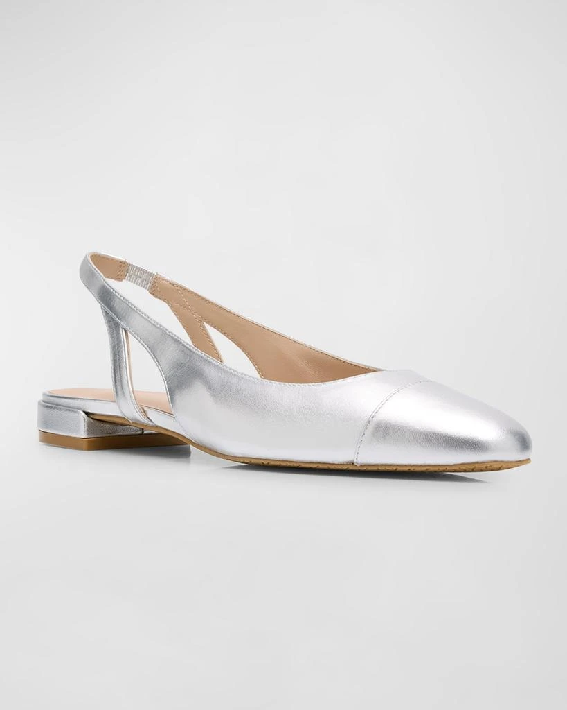 Stuart Weitzman Sleek Metallic Slingback Ballerina Flats 3