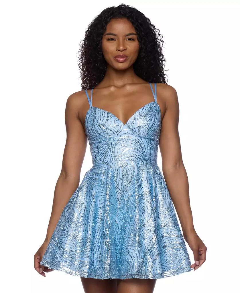 B Darlin Juniors' Lace Sweetheart Double-Strap Dress 1
