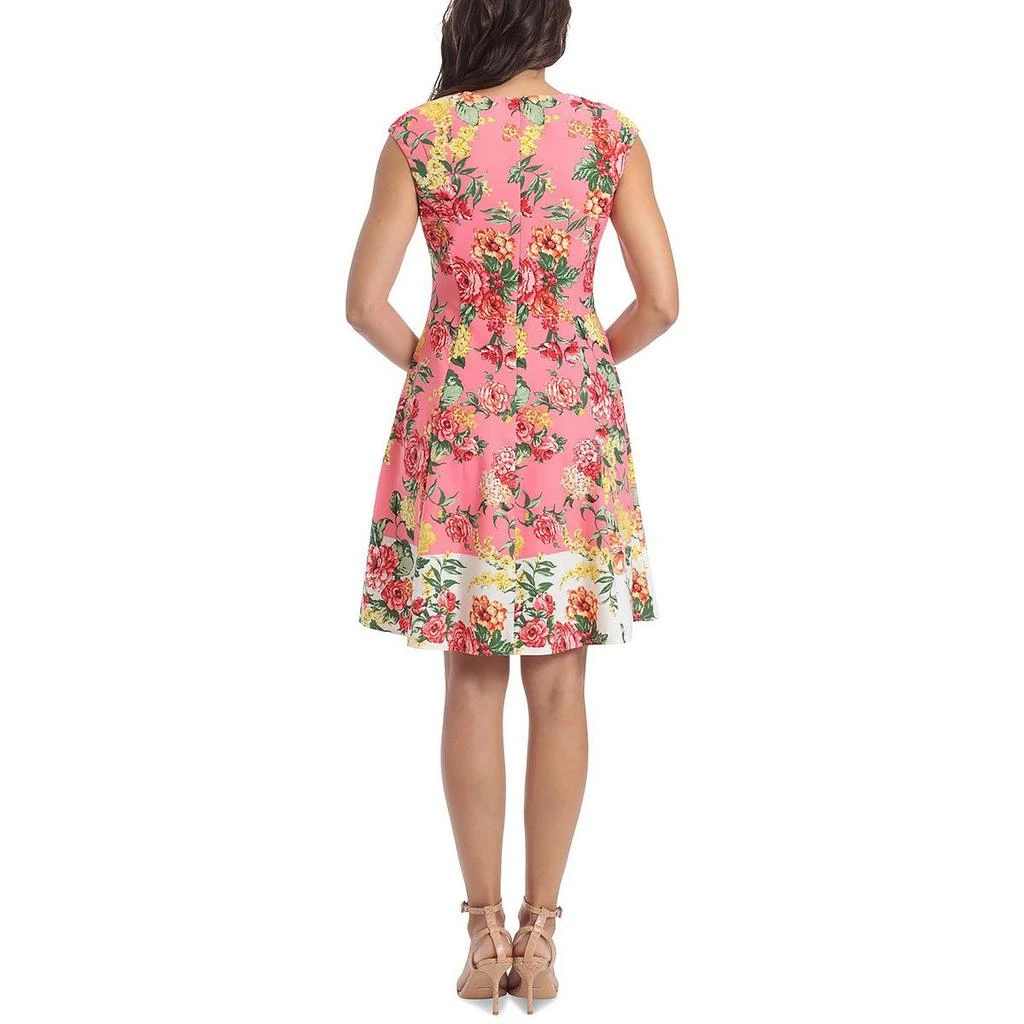 London Times Petites Womens Floral Crepe Fit & Flare Dress 1