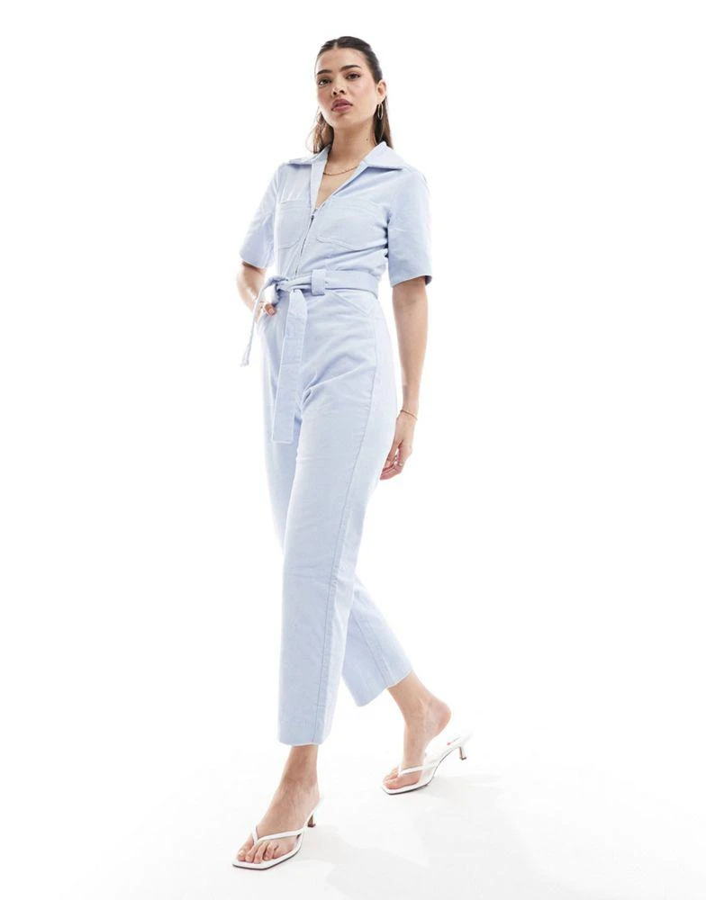 & Other Stories & Other Stories belted  jumpsuit in light blue 1