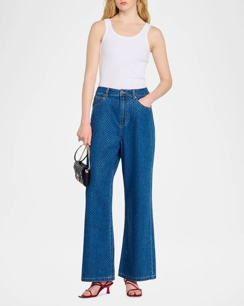 Sandro Moonlight Embellished Wide-Leg Jeans 2