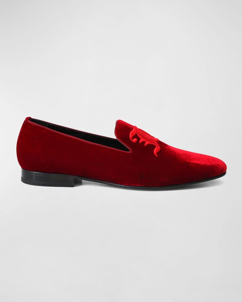 John Galliano Paris Men's Velvet Monogram Loafers 1