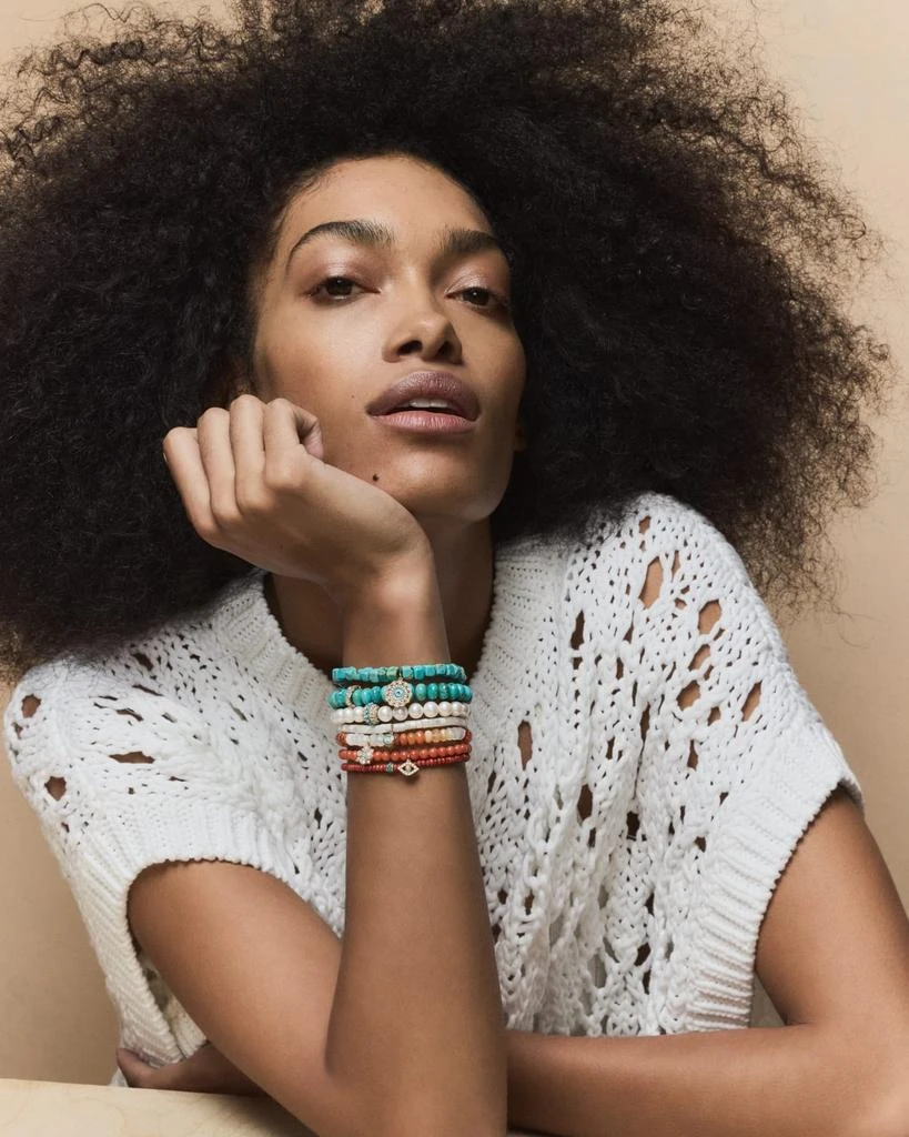 Sydney Evan 14K Gold Charm and Fire Opal Bead Bracelet 5