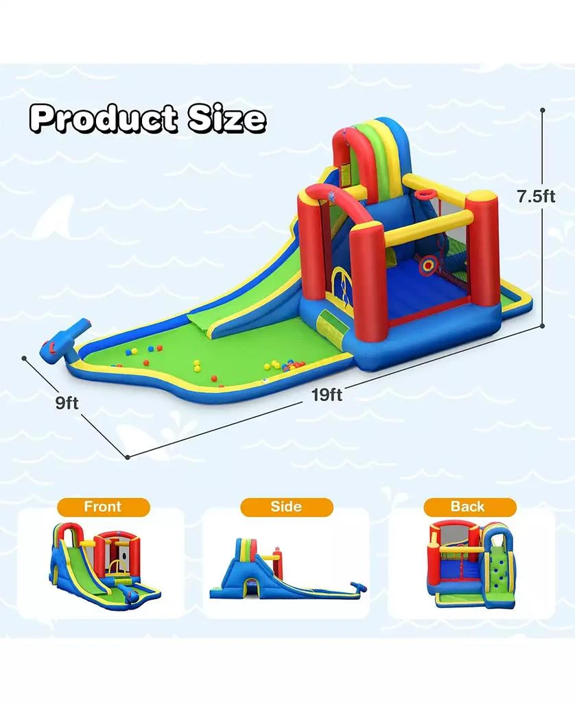 Slickblue Inflatable Kid Bounce House Slide Climbing Splash Park Pool Jumping Castle Without Blower 4