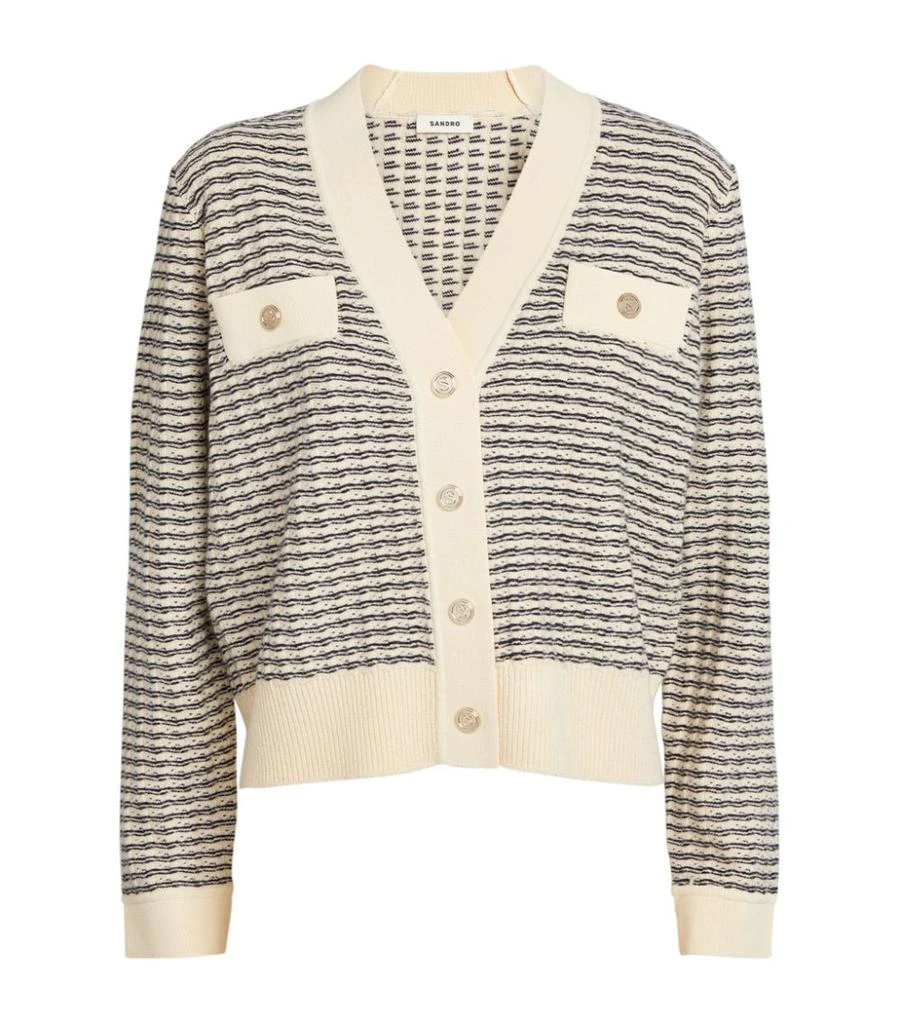 Sandro Wool-Rich Striped Cardigan 1