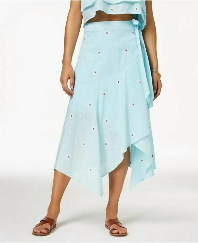 Love, Fire Love, Fire - Juniors Asymmetrical Faux Wrap Midi Skirt