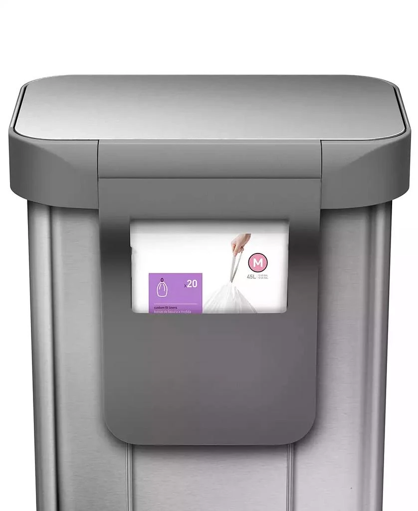 simplehuman 45 Liter Rectangular Liner Rim Steel Kitchen Trash Can with Liner Pocket 8