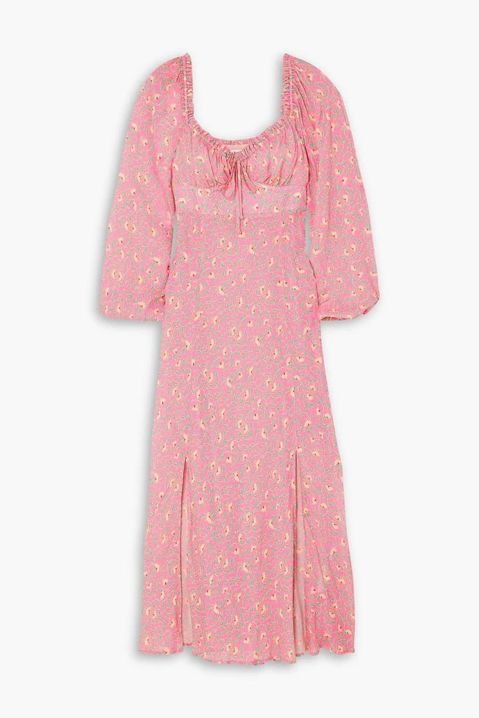 Rixo Olimani tie-detailed floral-print crepe de chine midi dress