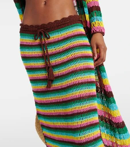 ANNA KOSTUROVA Striped crochet cotton midi skirt 4