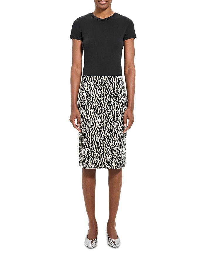 Theory Bristol Animal Print Pencil Skirt