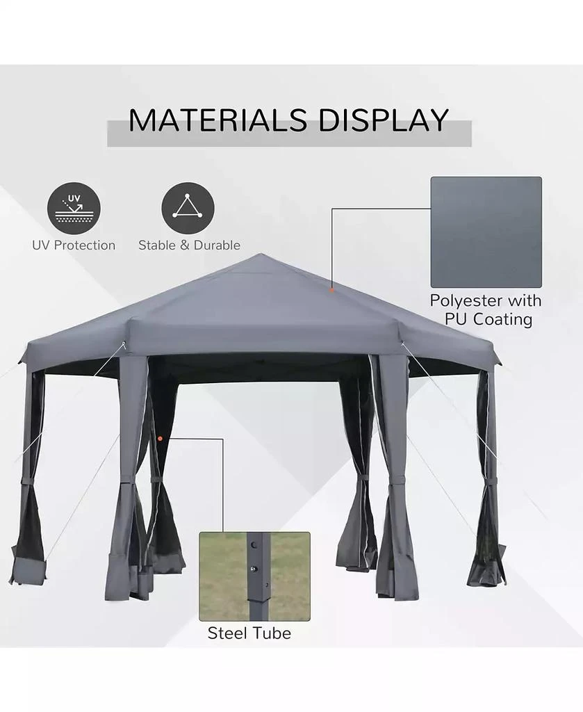 Outsunny 13
x 13
Pop Up Hexagonal Canopy Tent w/ Mesh Sidewalls, 4