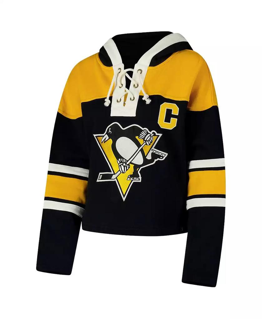 47 Brand Women's Sidney Crosby Black Pittsburgh Penguins Superior Lacer Cropped Pullover Hoodie