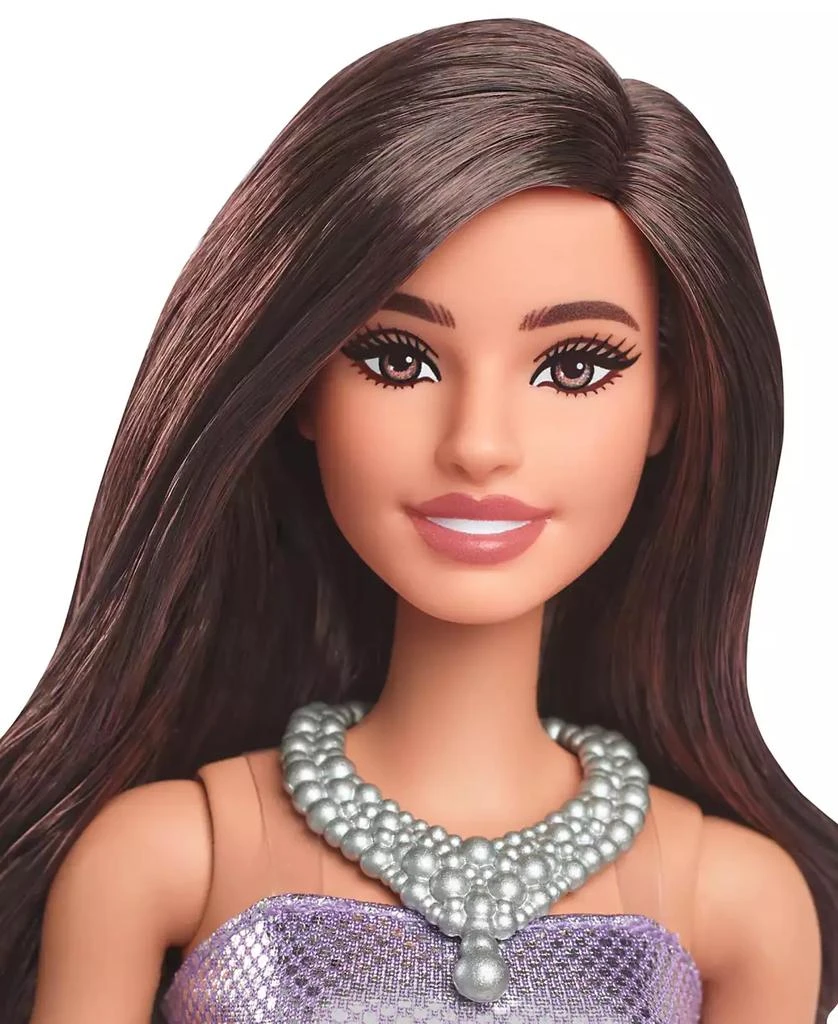 green emerald velvet dress Barbie Let's Party Signature Cake Topper